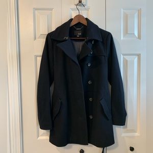 Navy Blue - Wool blend Coat with Belt